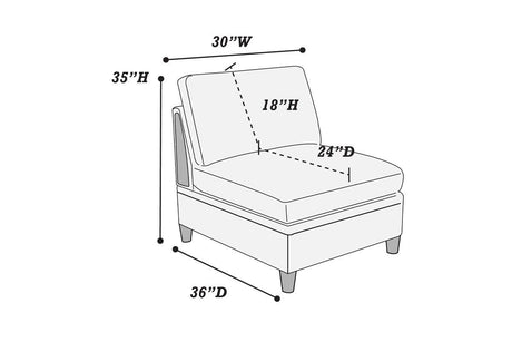 Contemporary Living Room Furniture 7pc Sectional Sofa Set Steel Dorris Fabric Couch 4x Wedges 2x Armless Chair And 1x Ottomans - sold by Home Elegance USA