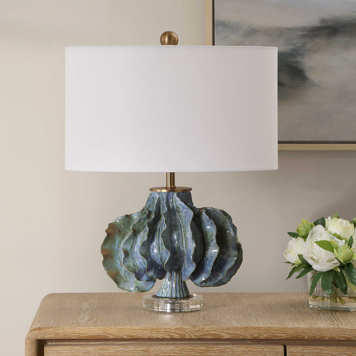 Ruffle Up Table Lamp - Blue by Uttermost - View 3