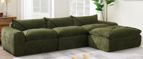 116'' Fully Compressed Sofa with High Density Foam, Integrated Backrest&Seat Cushion, Decorative Edging, Legless Design without Frame, No Assembly Required, Free Combination, Particle Chenille - sold by Home Elegance USA