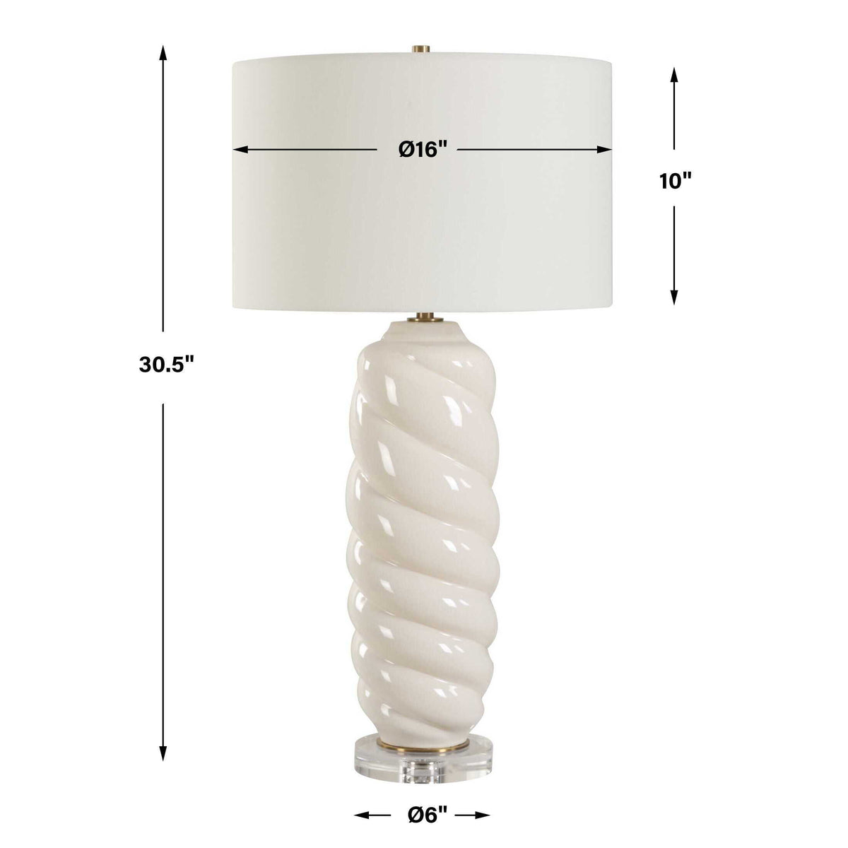 Anneli Swirl Table Lamp - White by Uttermost - View 7
