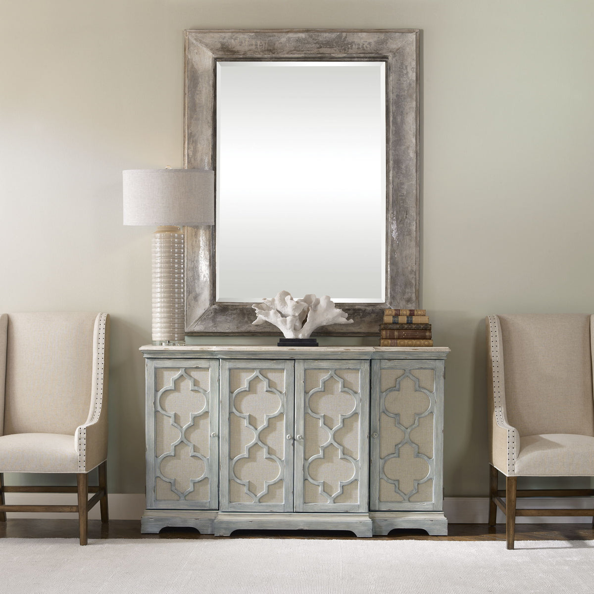Sophie 4 Door Cabinet Gray - Silver by Uttermost - View 2