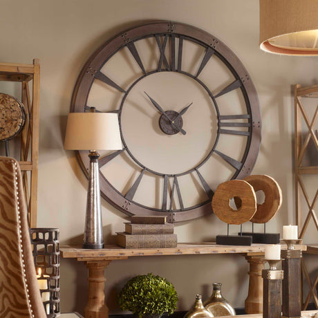 Ronan Wall Clock, Large - Dark Brown by Uttermost - View 5