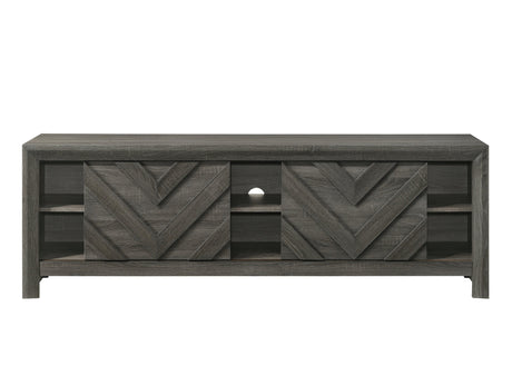 1pc Rustic Geometric Design Contemporary Traditional Interiors Entertainment Console TV Stand Living Room Furniture Grey - sold by Home Elegance USA
