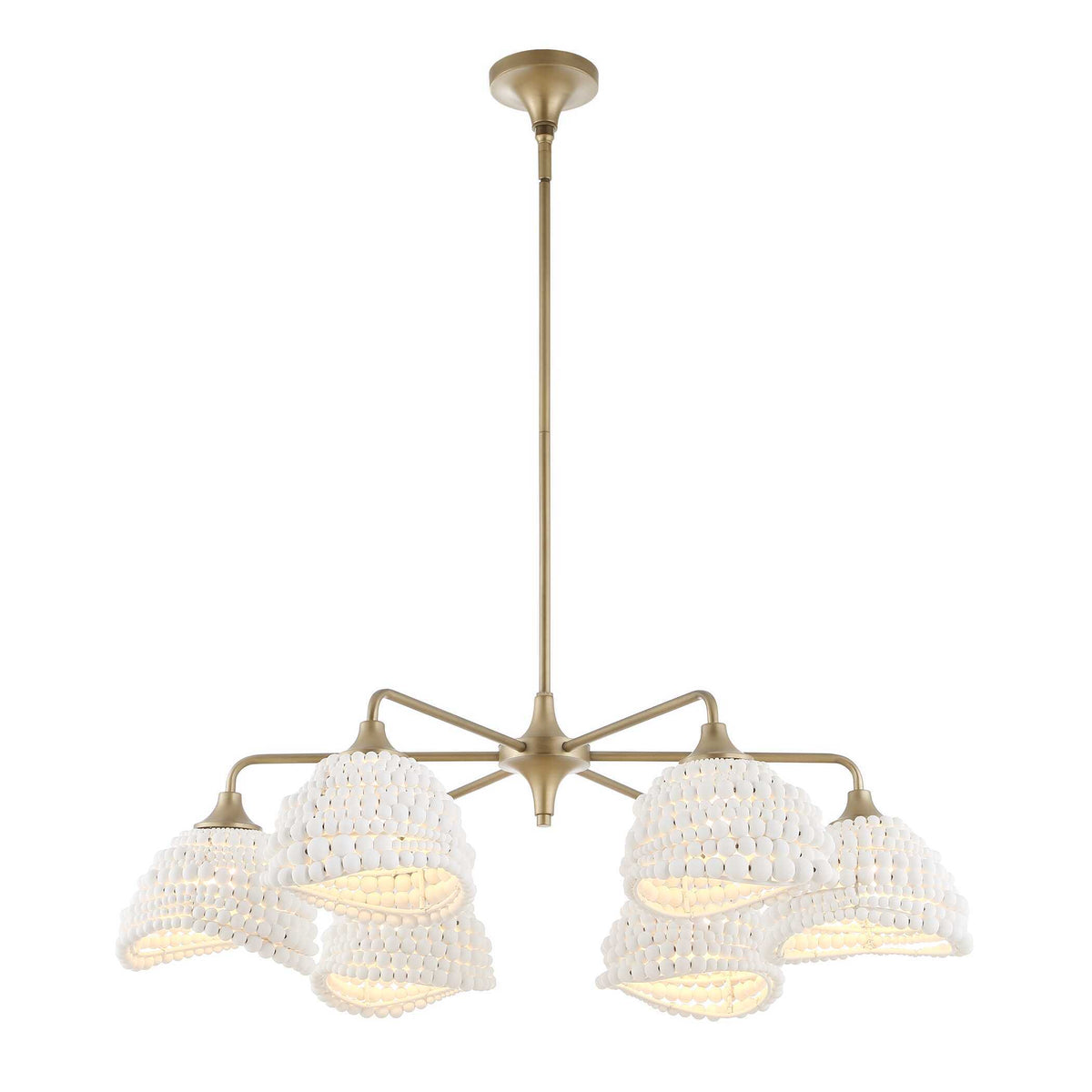 Biddeford 6 Light Beaded Pendant - Gold / White by Uttermost - View 8