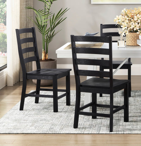 Modern Contemporary Black White 7pc Dining Set Table and 6 Side Chairs Set Wooden Kitchen Dining Furniture Casual Style - sold by Home Elegance USA