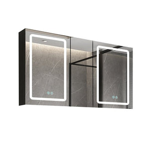 50x30 Inch LED Bathroom Medicine Cabinet Surface Mount Double Door Lighted Medicine Cabinet, Medicine Cabinets for Bathroom with Mirror Defogging, Dimmer Black - W995S00055 - image - 22