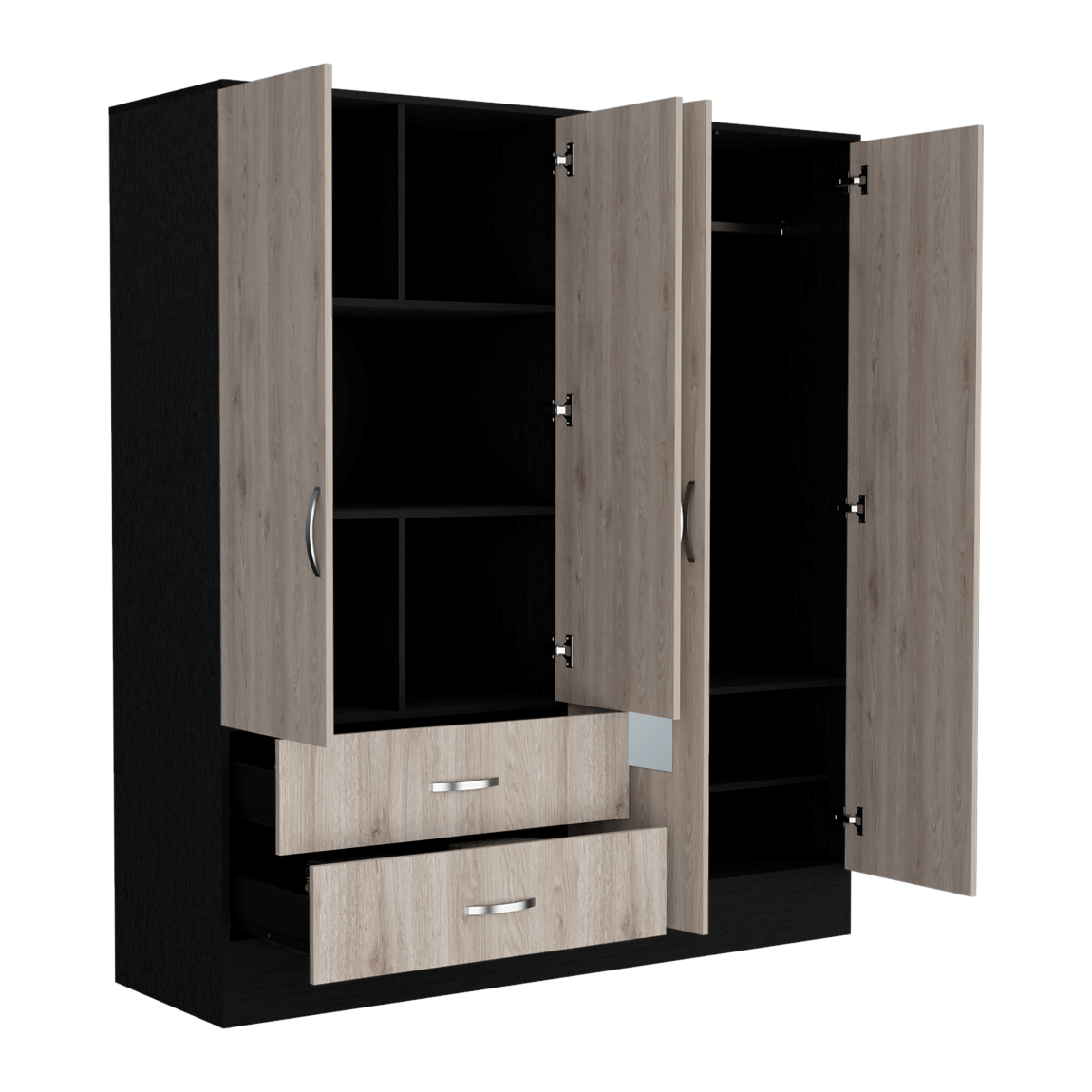 Armoire Ron, Bedroom, Black / Light Gray - sold by Home Elegance USA
