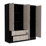 Armoire Ron, Bedroom, Black / Light Gray - sold by Home Elegance USA