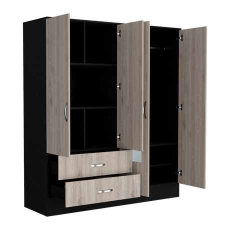 Armoire Ron, Bedroom, Black / Light Gray - sold by Home Elegance USA