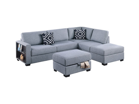 3-Piece Reversible Sectional w Ottoman Functional Storage Sofa w Shelf Reversible Chaise Storage Ottoman Living Room Furniture - sold by Home Elegance USA