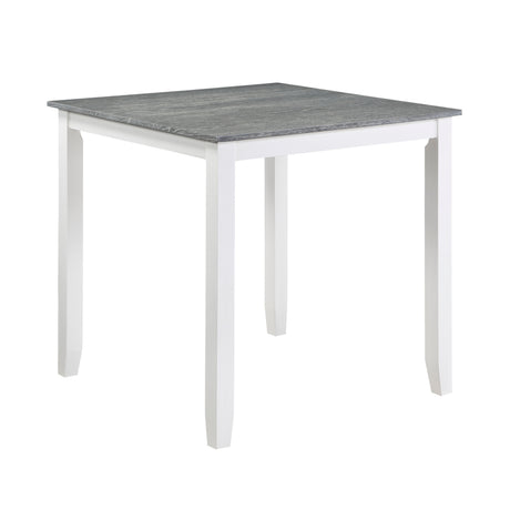 5-Piece Pack Counter Height Set Weathered Gray and White Table and Fabric Upholstered 4 Chairs Casual Dining Furniture - sold by Home Elegance USA