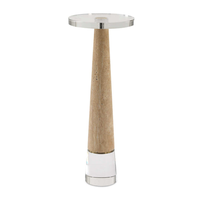 Niari Travertine Drink Table - Light Brown by Uttermost - View 1
