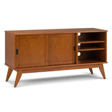Draper 60 inch Wide Solid Wood Mid Century Medium TV Stand in Teak Brown For TVs up to 65 inches
