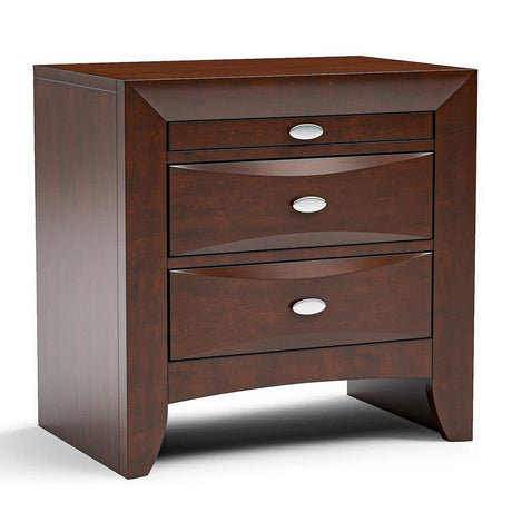 Contemporary Queen Size Bed 2x Nightstands Headboard Bookcase Cherry Color 3pc Set Bedroom Furniture - sold by Home Elegance USA