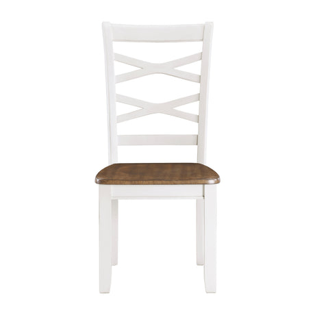 Cherry and White Finish 7pc Dining Set Table and 6 Side Chairs Set Double X-Back Design Wooden Casual Country Style Dining Room Furniture - sold by Home Elegance USA