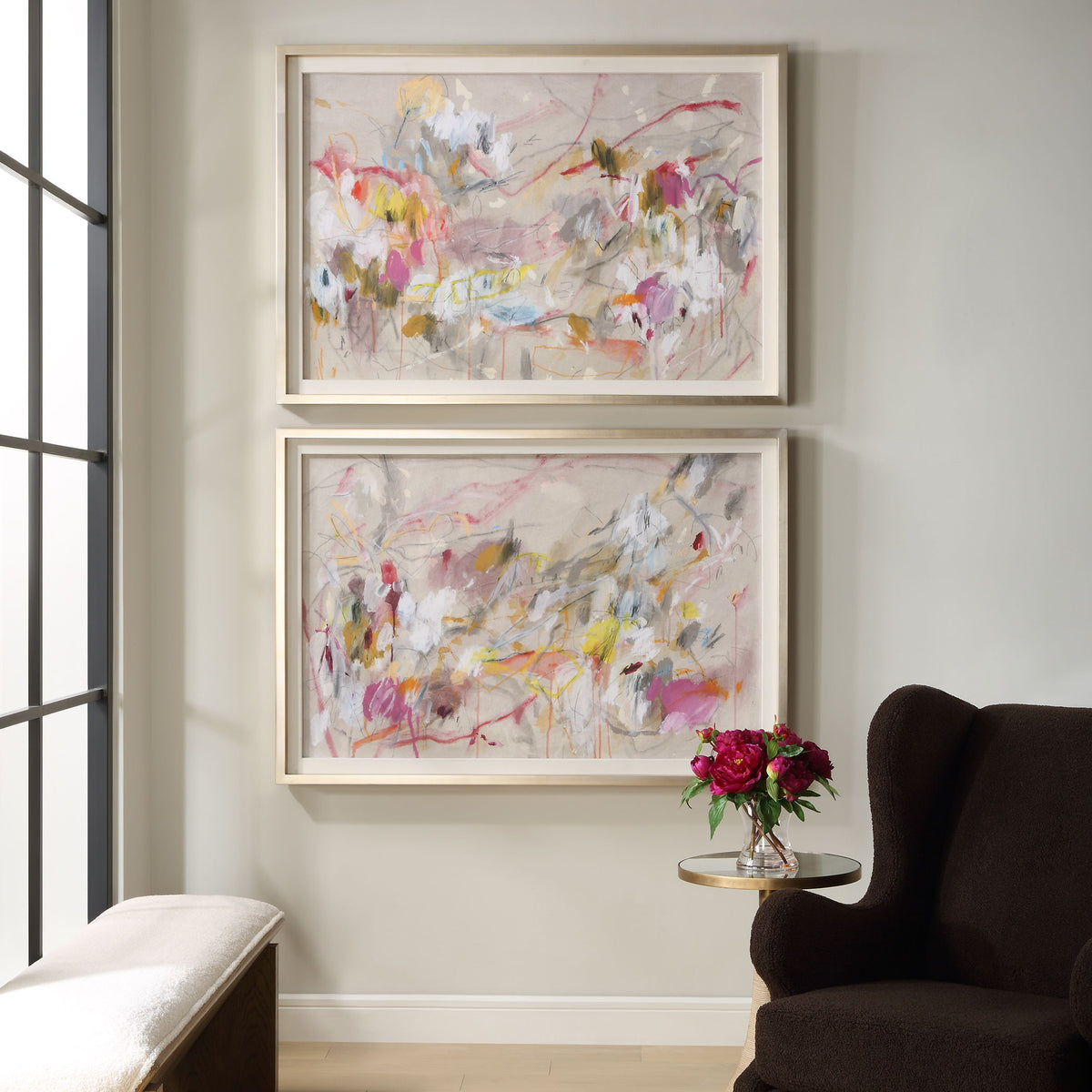 Metropolitan Rush Abstract Prints (Set of 2) - Pink by Uttermost - View 2