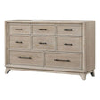 Oak Finish Eight Drawers 1pc Dresser Only Solid Rubberwood Contemporary Sleek Ample Storage Bedroom