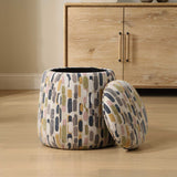 Arem Upholstered Multi-Color Ottoman Gray / Pink / White / Yellow - Gray / Beige by Uttermost - View 3
