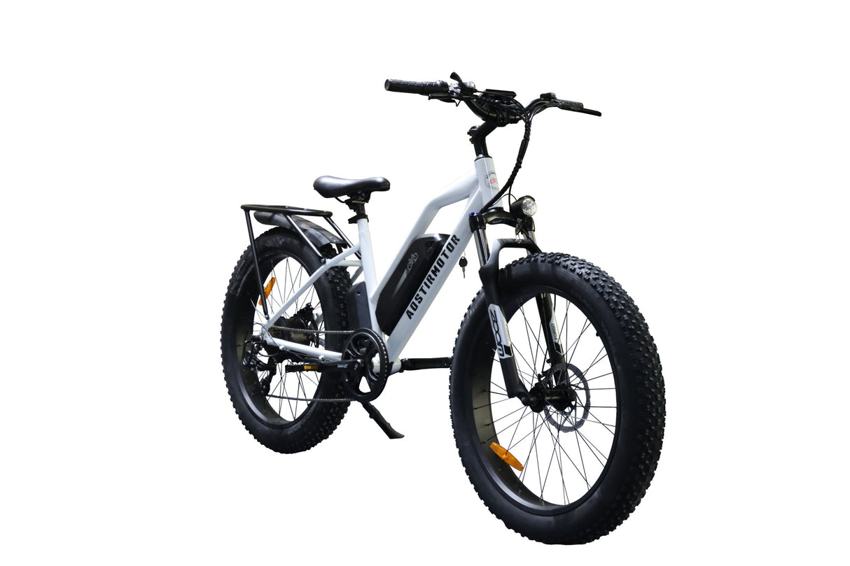 AOSTIRMOTOR 26" 750W Camouflage Electric Bike Fat Tire P7 48V 12.5AH Removable Lithium Battery for Adults with Detachable Rear Rack Fender(White)S07 - G | Home Elegance USA