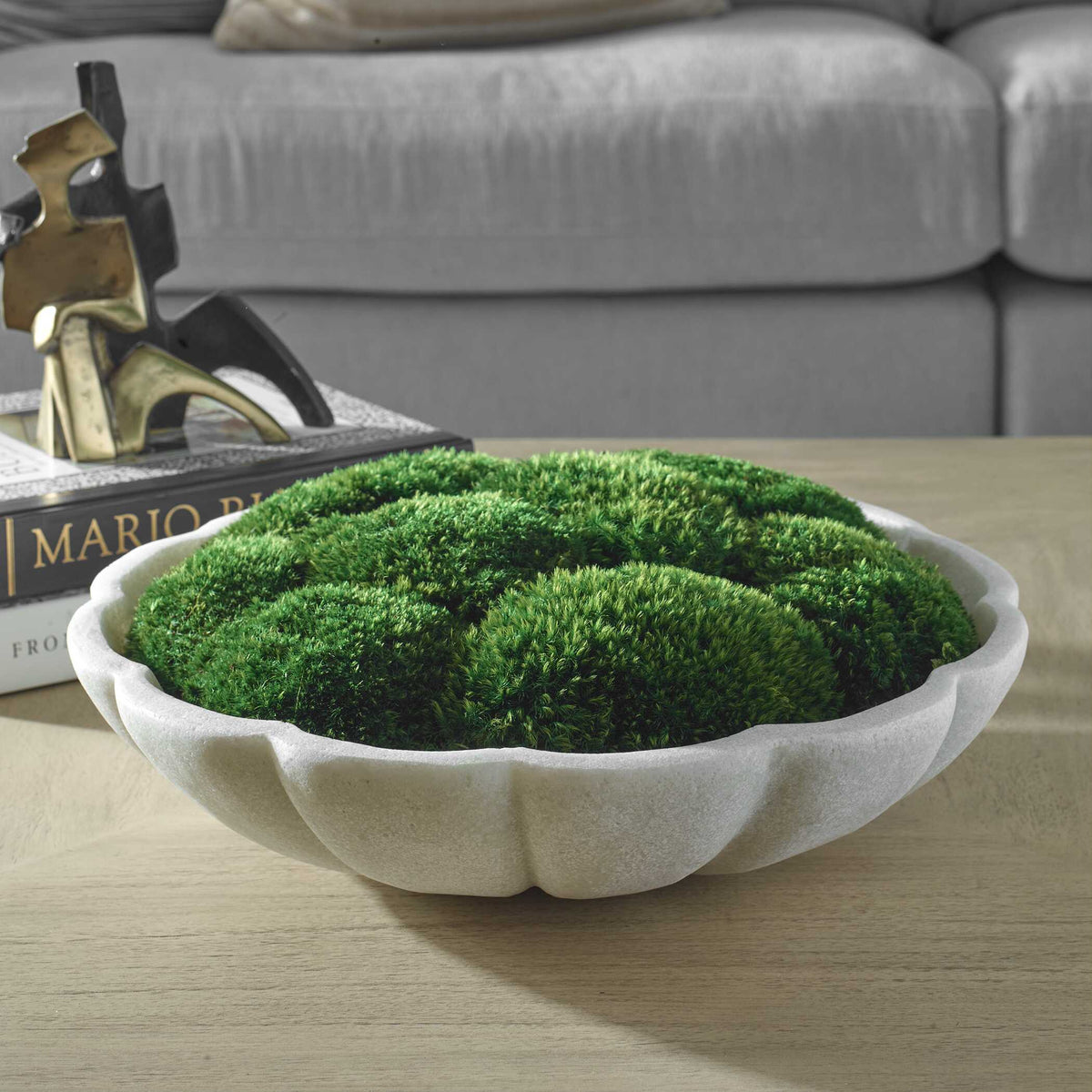 Awaken Moss Centerpiece - Green / White by Uttermost - View 2