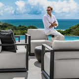 Remsen Outdoor Lounge Chair Black / Oyster - Black / White by Uttermost - View 6