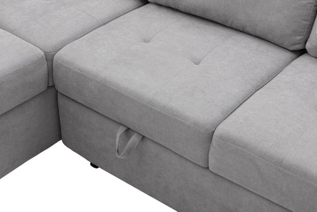 Sleeper Sectional Sofa, L-Shape Corner Couch Sofa-Bed with Storage Ottoman & Hidden Arm Storage & USB Charge  for Living Room Apartment, Gray - sold by Home Elegance USA