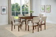 Mid-century Modern 7pc Dining Set Rectangular Table Warm Wood Finish Upholstered Chair Brown Wooden Dining Room Furniture - sold by Home Elegance USA