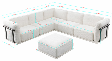 This is a set of  modular fabric sofa, including a corner module and multiple independent seating areas, paired with square ottomans of the same material. - sold by Home Elegance USA
