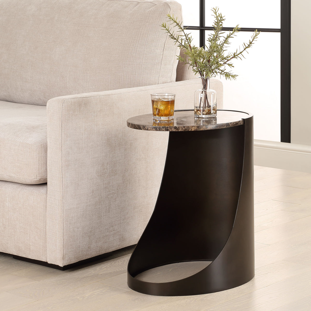 Welling Modern Metal Side Table - Black / Dark Brown by Uttermost - View 2