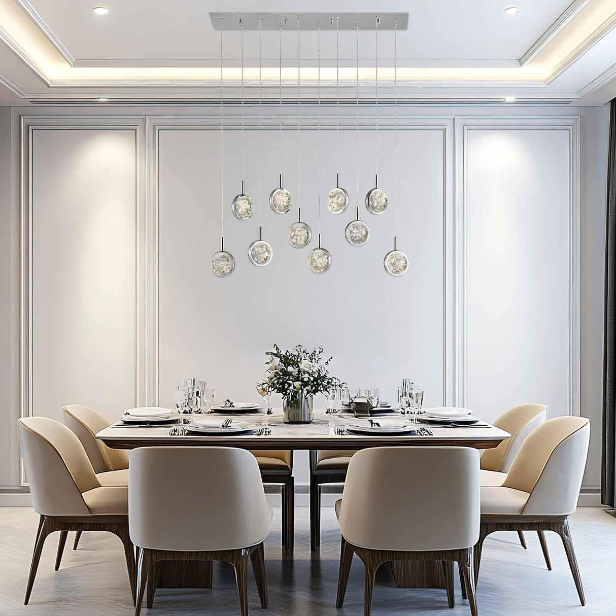 Bubbling Glow Rectangular Chandelier // Chrome  | Finesse - Home Elegance USA