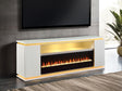 Contemporary Style TV Stand Electric Fire Place 3-Level Brightness Setting Room Temperature Control White Finish Primary Living Room - sold by Home Elegance USA