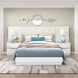 Luxurious Pearl White Finish 5pc King Wall Bed Set Soft Upholstery Headboard Panel Glam Bedroom Furniture