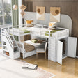 Twin-Twin over Full L-Shaped Bunk Bed With 3 Drawers, Portable Desk and Wardrobe, White(OLD SKU:LT100542AAK)