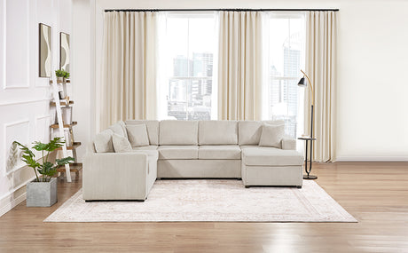 Oversized Sectional Sofa 115.3' U-Shaped Sofa with Chaise Lounge and Three Soft Throw Pillows, Light Gray Corduroy, 115.3' x 90.5' - sold by Home Elegance USA