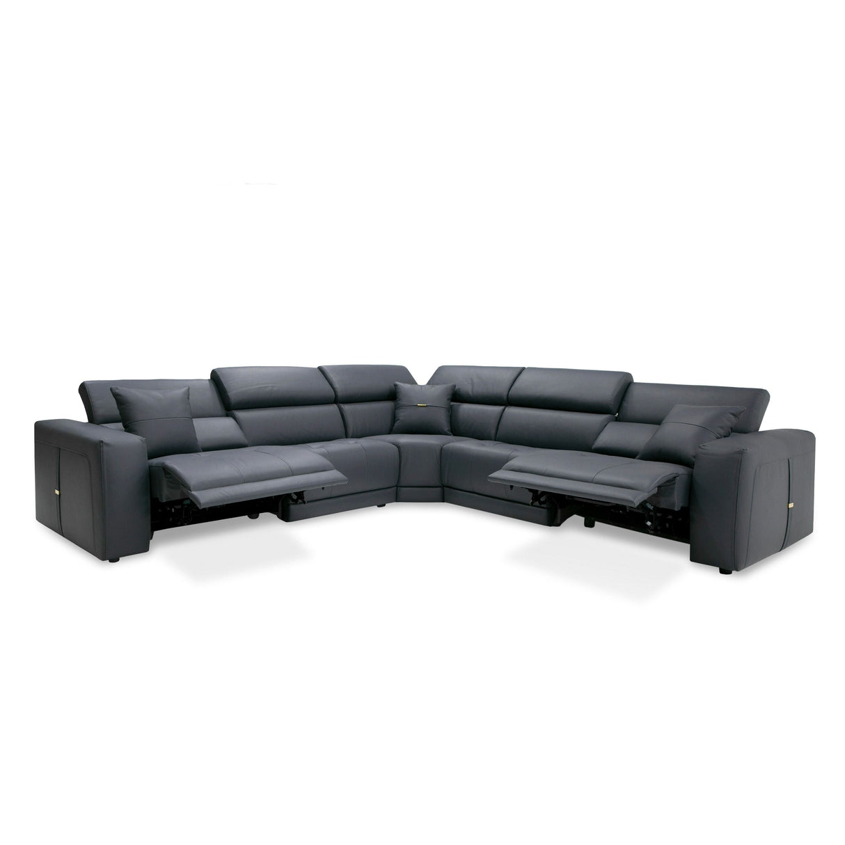 Lamod Italia Dalton - Modern Italian Grey Leather Sectional + 2 Recliners - Home Elegance USA