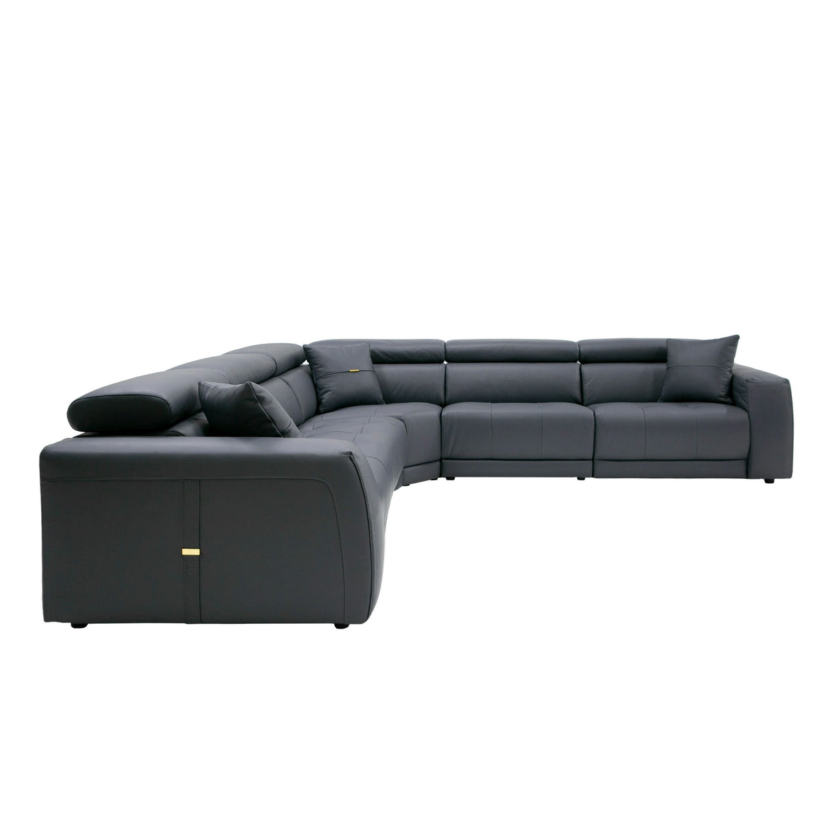 Lamod Italia Dalton - Modern Italian Grey Leather Sectional + 2 Recliners