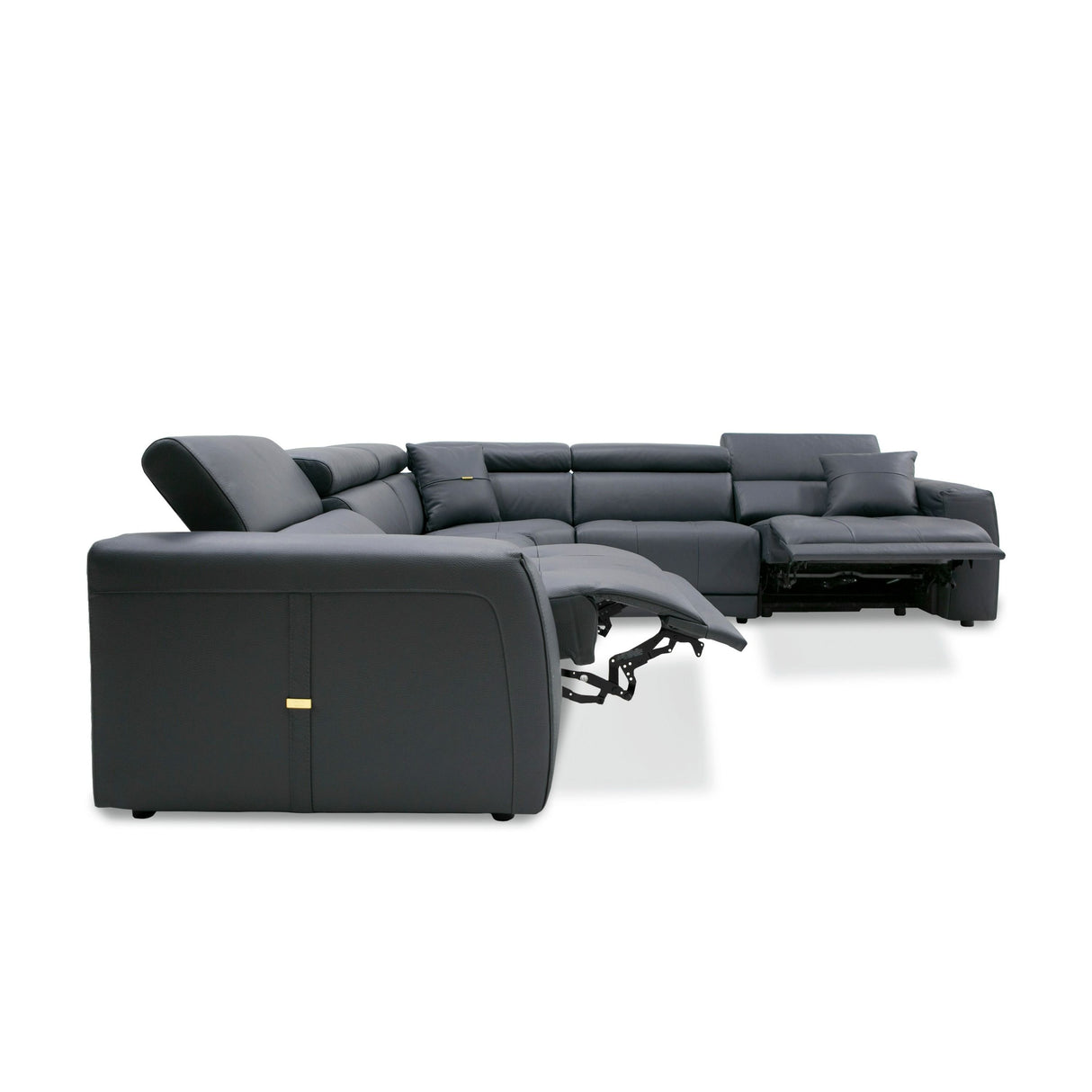 Lamod Italia Dalton - Modern Italian Grey Leather Sectional + 2 Recliners - Home Elegance USA