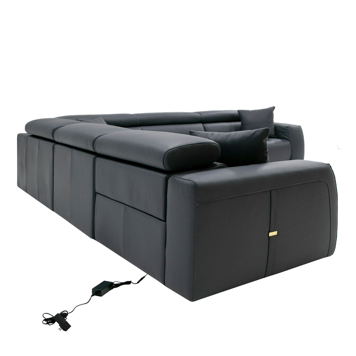 Lamod Italia Dalton - Modern Italian Grey Leather Sectional + 2 Recliners - Home Elegance USA