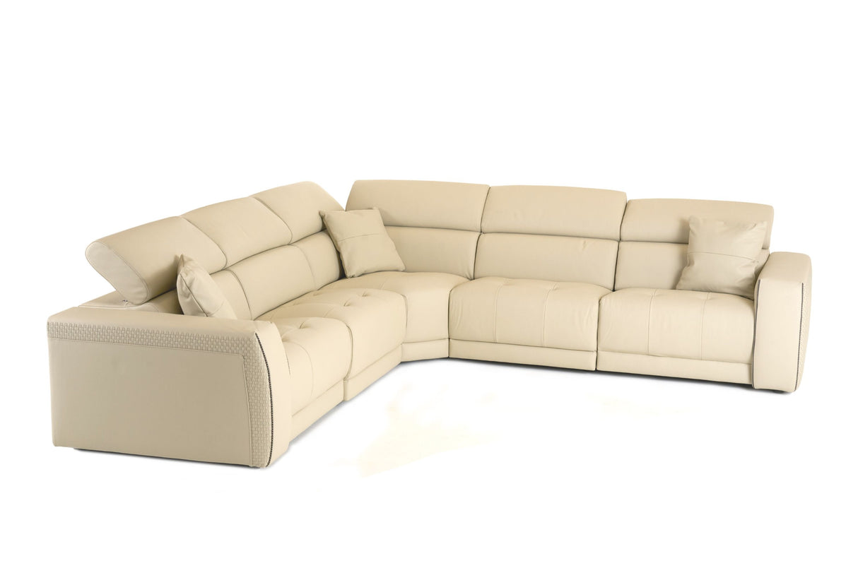 Lamod Italia Dalton - Modern Italian Cream Leather Sectional + Recliners