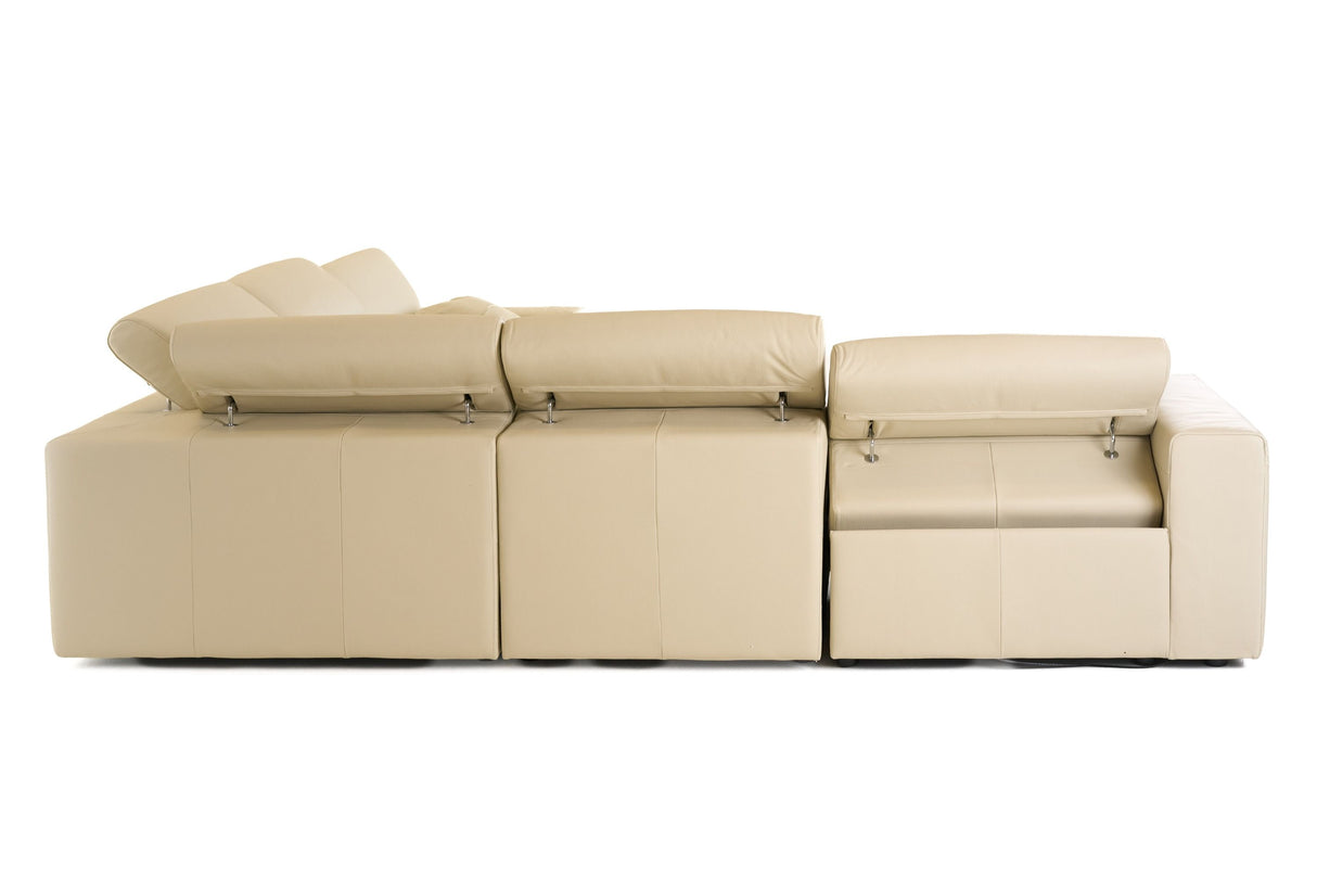 Lamod Italia Dalton - Modern Italian Cream Leather Sectional + Recliners