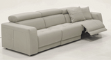 Dalton - Modern Italian Light Grey Leather 4-Seat Sofa + 2 Recliners - View Image 1