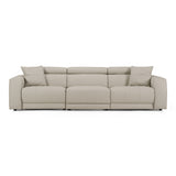 Dalton - Modern Italian Light Grey Leather 4-Seat Sofa + 2 Recliners - View Image 1
