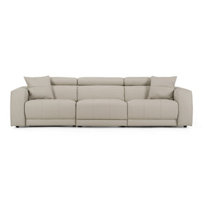 Dalton - Modern Italian Light Grey Leather 4-Seat Sofa + 2 Recliners - View Image 1