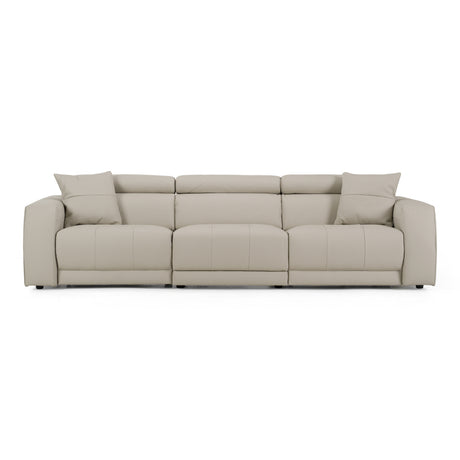 Dalton - Modern Italian Light Grey Leather 4-Seat Sofa + 2 Recliners - View Image 1