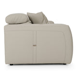Dalton - Modern Italian Light Grey Leather 4-Seat Sofa + 2 Recliners - View Image 1