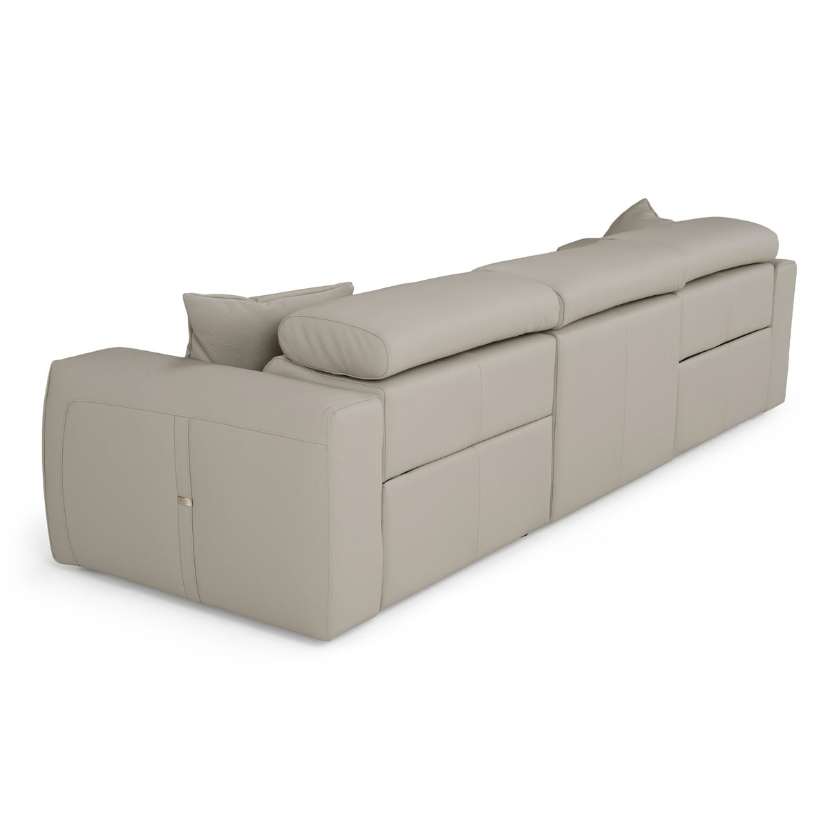 Dalton - Modern Italian Light Grey Leather 4-Seat Sofa + 2 Recliners - View Image 1
