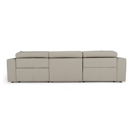 Dalton - Modern Italian Light Grey Leather 4-Seat Sofa + 2 Recliners - View Image 1