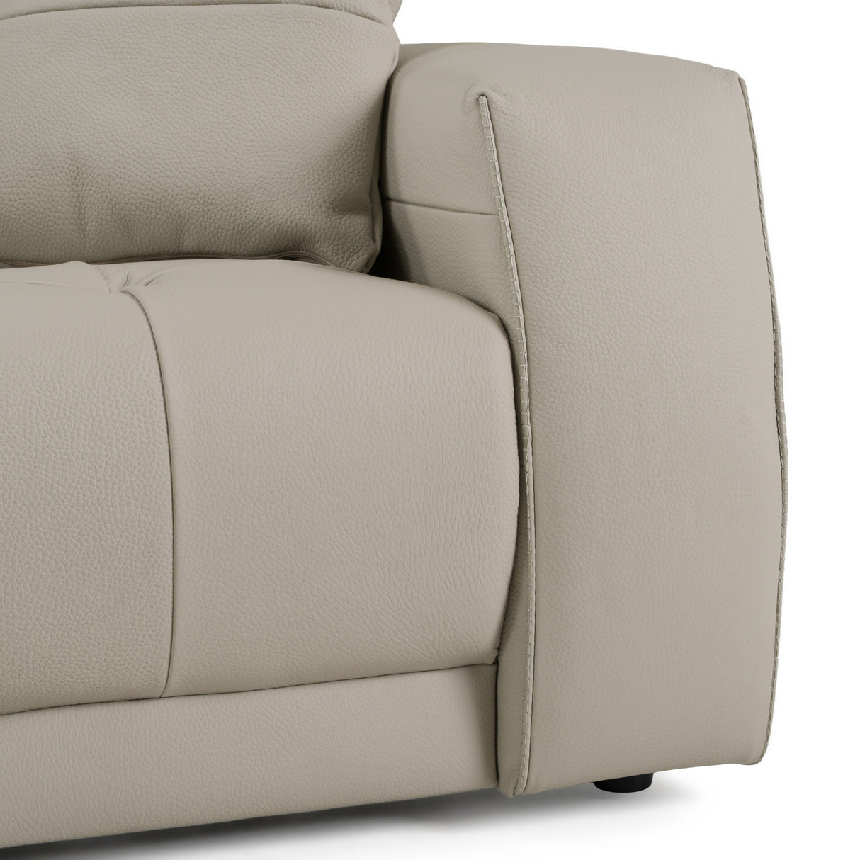 Dalton - Modern Italian Light Grey Leather 4-Seat Sofa + 2 Recliners - View Image 1