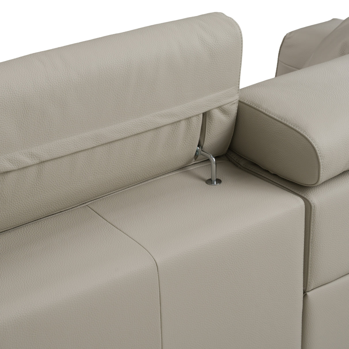 Dalton - Modern Italian Light Grey Leather 4-Seat Sofa + 2 Recliners - View Image 1