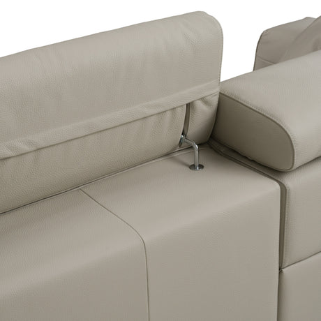 Dalton - Modern Italian Light Grey Leather 4-Seat Sofa + 2 Recliners - View Image 1